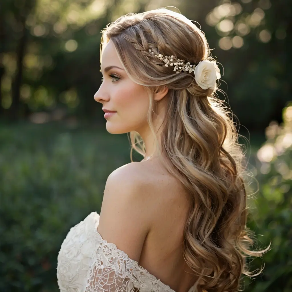 Long Hair Half Up Half Down Wedding Hairstyles03